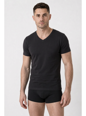 HE-VA Shirt 1/4 schwarz Vorderansicht am Model